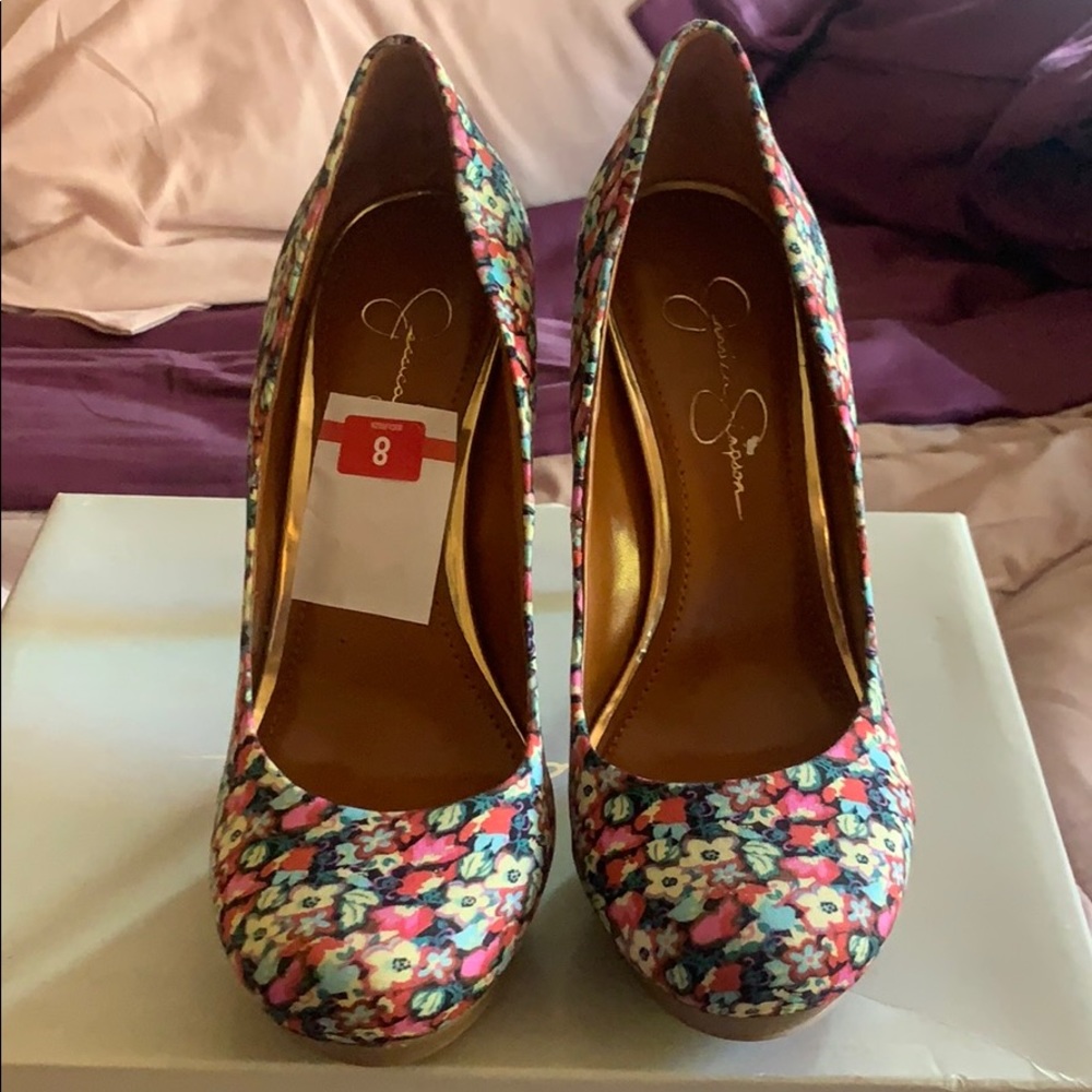 💜Jessica Simpson floral heels